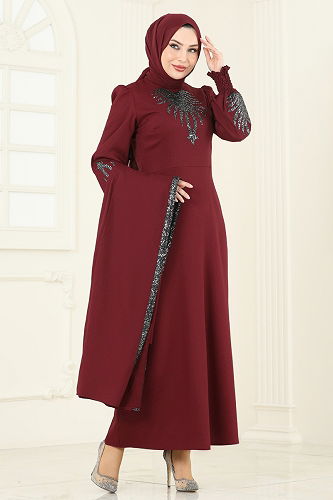 moda selvim طقم خمري ASM2758 - Thumbnail