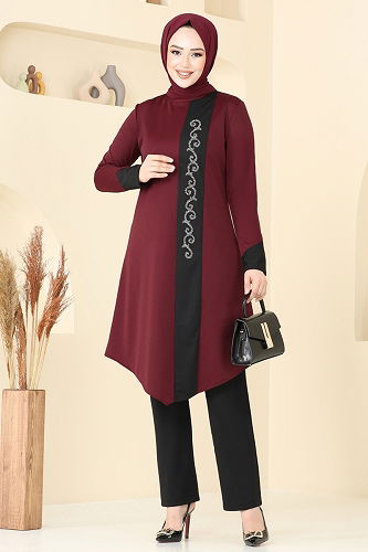 moda selvim Combined ASM2802 Burgundy - Thumbnail