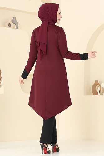 moda selvim طقم خمري ASM2802 - Thumbnail