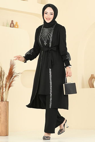 moda selvim طقم أسود ASM2805 - Thumbnail