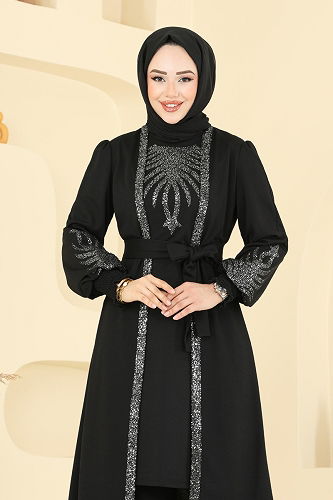 moda selvim طقم أسود ASM2805 - Thumbnail