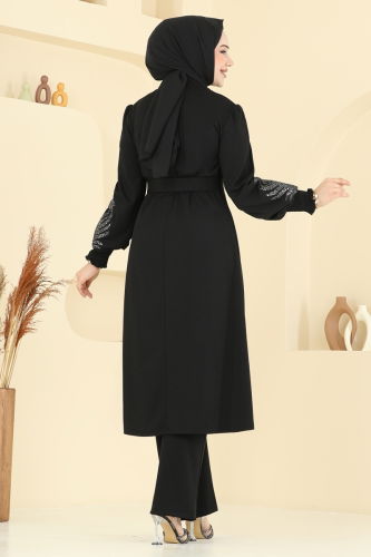 moda selvim طقم أسود ASM2805 - Thumbnail