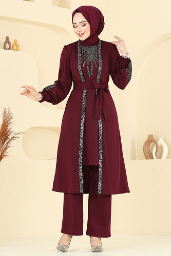 moda selvim Combined ASM2805 Burgundy - Thumbnail