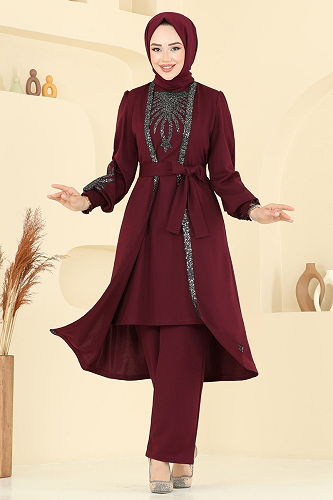 moda selvim Combined ASM2805 Burgundy - Thumbnail