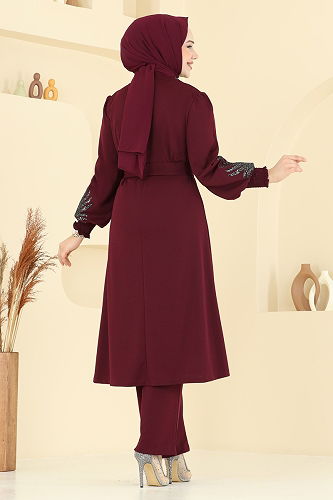 moda selvim طقم خمري ASM2805 - Thumbnail