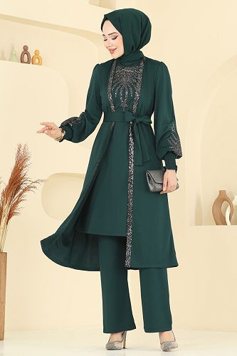 moda selvim طقم زيتي ASM2805 - Thumbnail