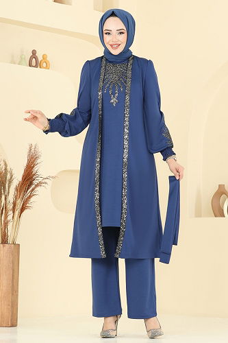 moda selvim طقم ازرق ASM2805 - Thumbnail