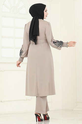 moda selvim طقم بيج ASM2805 - Thumbnail