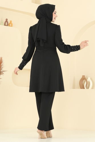 moda selvim طقم أسود ASM2809 - Thumbnail