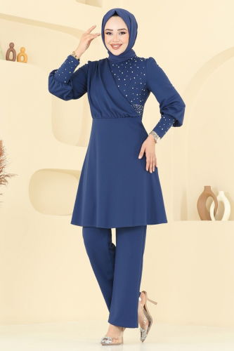 moda selvim طقم ازرق ASM2809 - Thumbnail