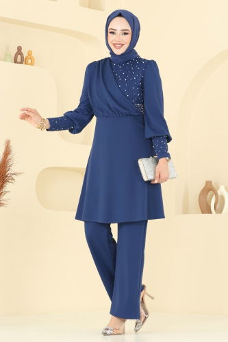 moda selvim طقم ازرق ASM2809 - Thumbnail