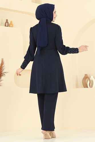 moda selvim طقم كحلي ASM2809 - Thumbnail