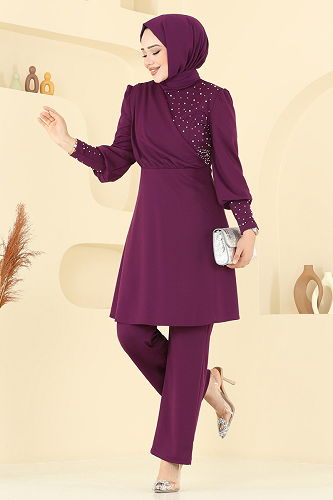moda selvim Combined ASM2809 Purple - Thumbnail