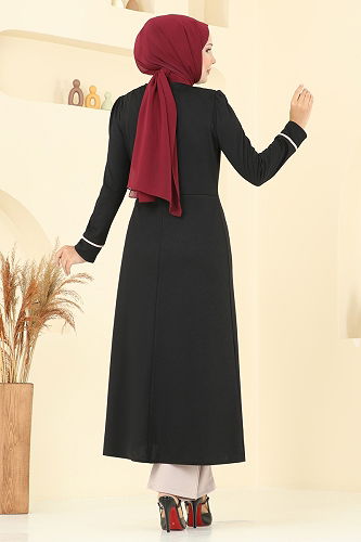 moda selvim طقم أسود وبيج ASM2816 - Thumbnail