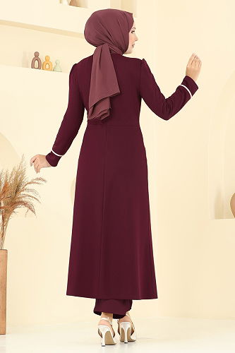 moda selvim طقم خمري ASM2816 - Thumbnail