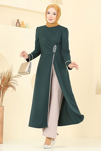 moda selvim طقم زيتي وبيج ASM2816 - Thumbnail