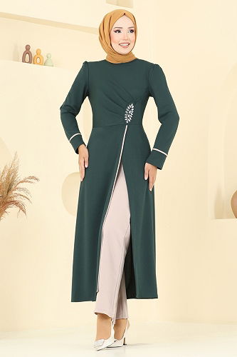 moda selvim طقم زيتي وبيج ASM2816 - Thumbnail