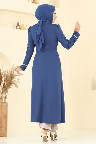 moda selvim طقم أزرق وبيج ASM2816 - Thumbnail