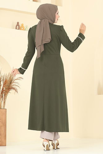 moda selvim طقم أخضر عفني و بيج ASM2816 - Thumbnail