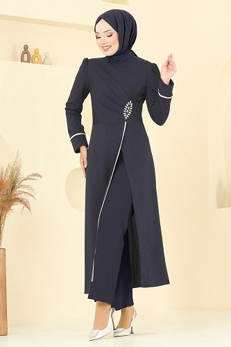 moda selvim طقم كحلي ASM2816 - Thumbnail