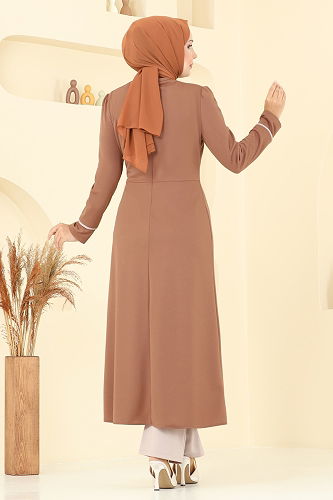 moda selvim طقم عسلي وبيج ASM2816 - Thumbnail