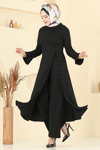 moda selvim طقم أسود ASM2817 - Thumbnail