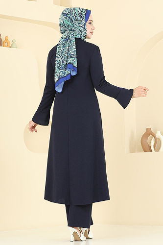 moda selvim طقم كحلي غامق ASM2817 - Thumbnail