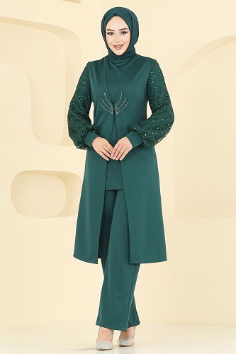 moda selvim طقم زيتي ASM2832 - Thumbnail