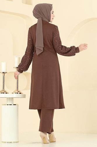 moda selvim طقم عسلي ASM2832 - Thumbnail