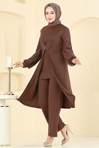 moda selvim طقم عسلي ASM2832 - Thumbnail