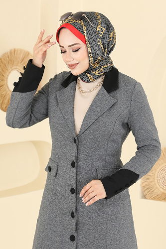 moda selvim طقم رمادي غامق &اسود& ASM2840 - Thumbnail