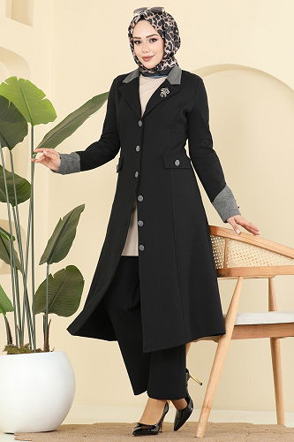 moda selvim طقم أسود ASM2840 - Thumbnail