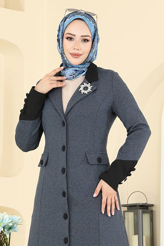 moda selvim طقم أزرق واسود ASM2840 - Thumbnail