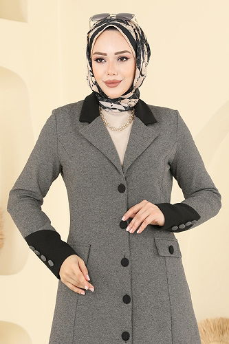 moda selvim طقم بيج وأسود ASM2840 - Thumbnail