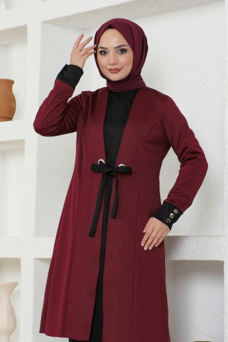 moda selvim Combined ASM5204 Burgundy & Black - Thumbnail