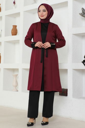 moda selvim Combined ASM5204 Burgundy & Black - Thumbnail