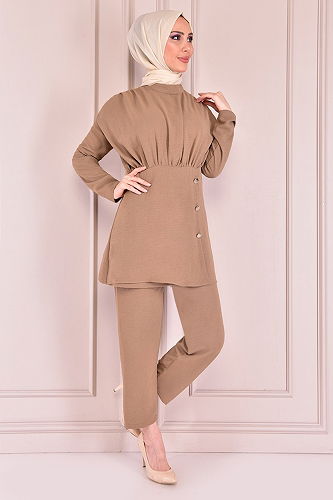 moda selvim طقم بيج EFS1801-M - Thumbnail