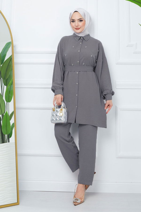 Modaselvim Hijab Combinations Combined EFS424-M Gray