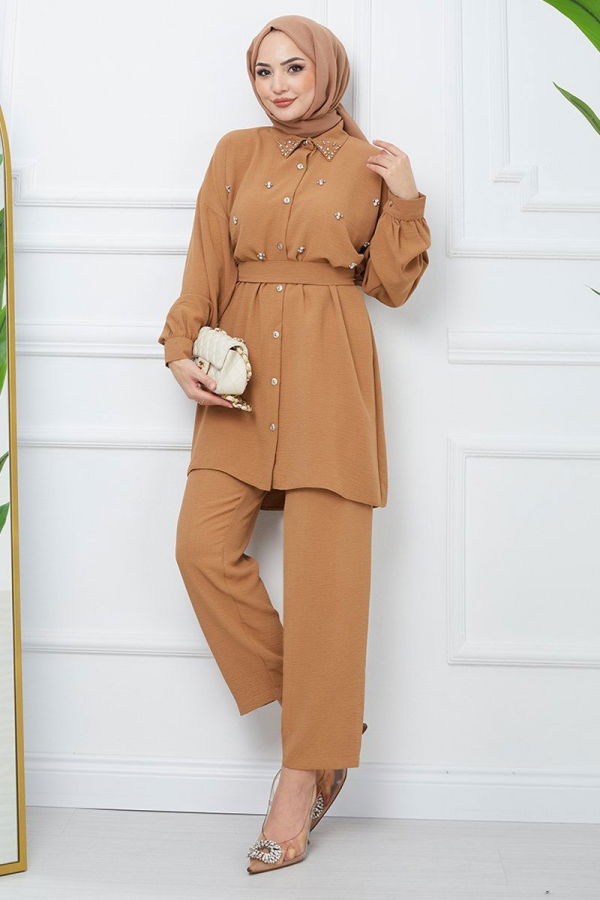 Modaselvim Hijab Combinations Combined EFS424-M Latte