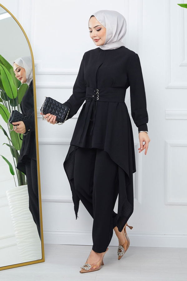 Modaselvim Hijab Combinations COMBINED EFS531-M Black Crocodile