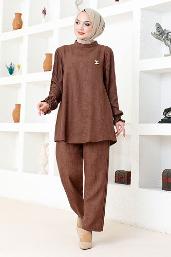 moda selvim طقم بني KTN1001-M - Thumbnail