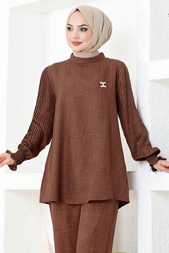 moda selvim طقم بني KTN1001-M - Thumbnail