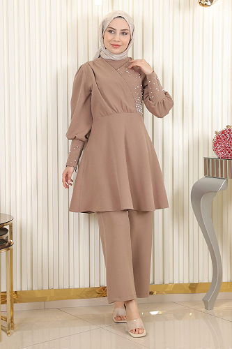 moda selvim طقم بيج MİH17801-M - Thumbnail