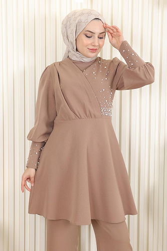 moda selvim طقم بيج MİH17801-M - Thumbnail