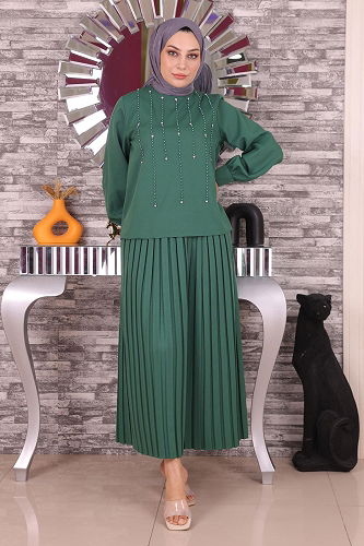 moda selvim طقم زيتي MİH19135-M - Thumbnail