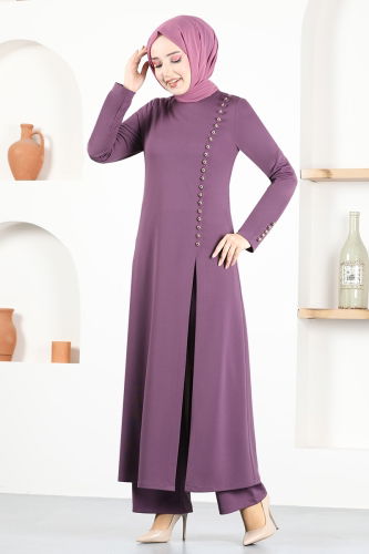 moda selvim طقم ليلكي غامق MSL4036 - Thumbnail