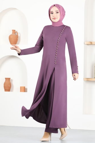 moda selvim طقم ليلكي غامق MSL4036 - Thumbnail