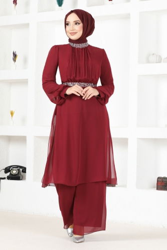 moda selvim طقم خمري MSL4272 - Thumbnail