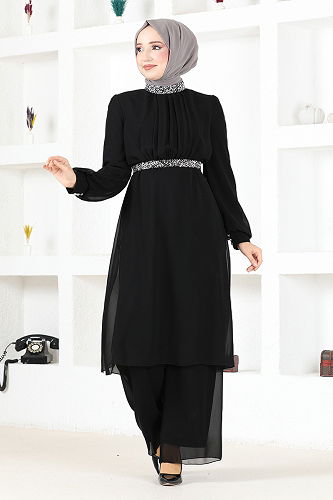 moda selvim طقم أسود MSL4272-M - Thumbnail