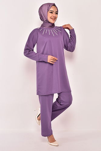 moda selvim طقم ليلكي NFC43411-M - Thumbnail